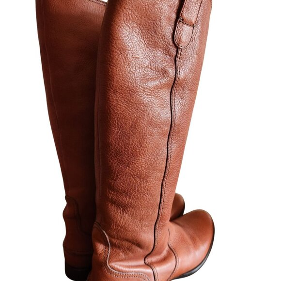 Italian Cognac Brown Knee High Leather Boots Size 9.5 M - Picture 6 of 10